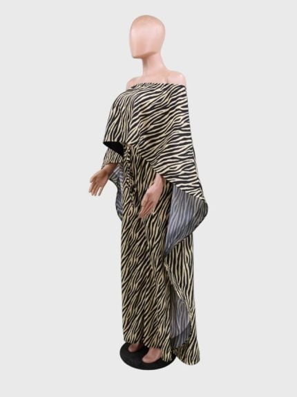 Wholesale Zebra Print Off Shoulder Two Piece Suit