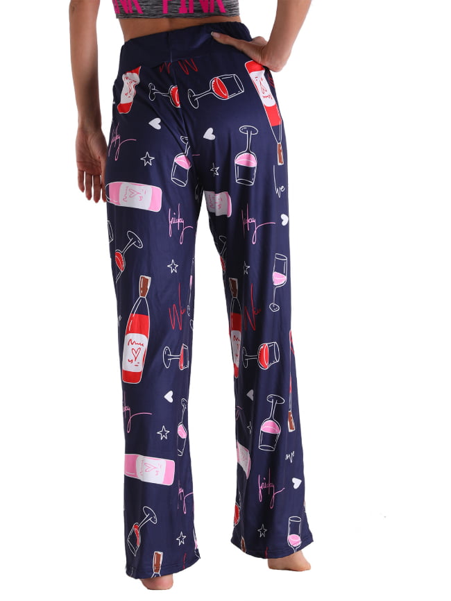 Wine glass print bandage casual home trousers 3