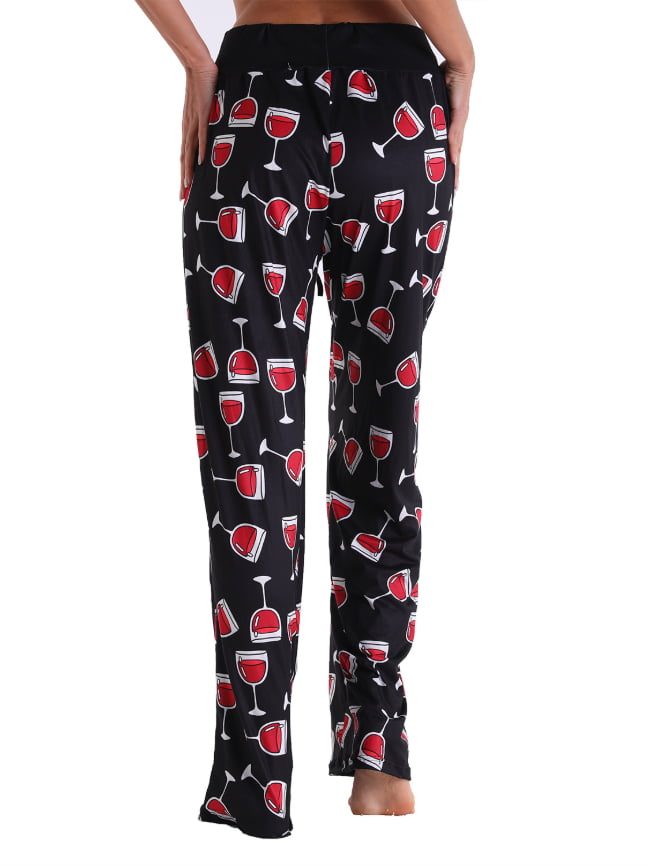Wine glass print bandage casual home trousers 6