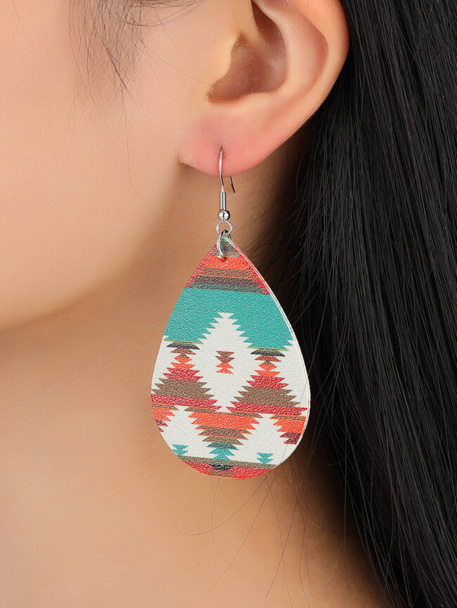 Ethnic Triangle Rhombus PU Earrings