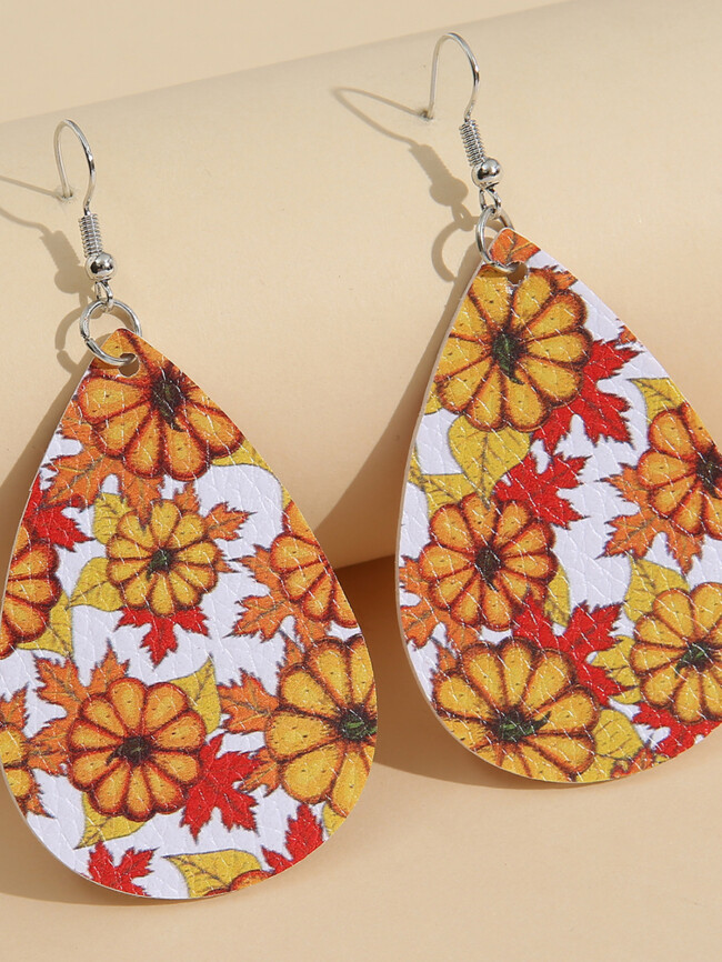 Maple leaf Thanksgiving Holiday Leather Earrings