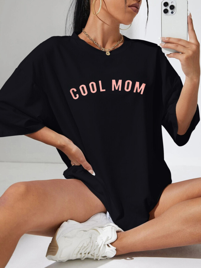 Wholesale COOL MOM Print Short Sleeve T-Shirt