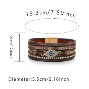 Wholesale Devil's Eye Diamond Layered Pu Bracelet