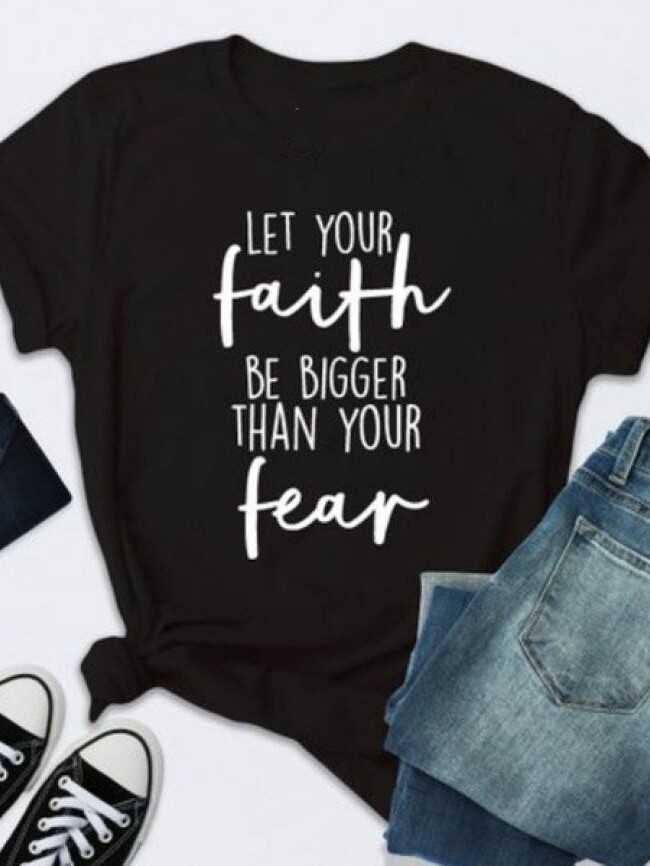 Wholesale Faith Fear Casual T-Shirt
