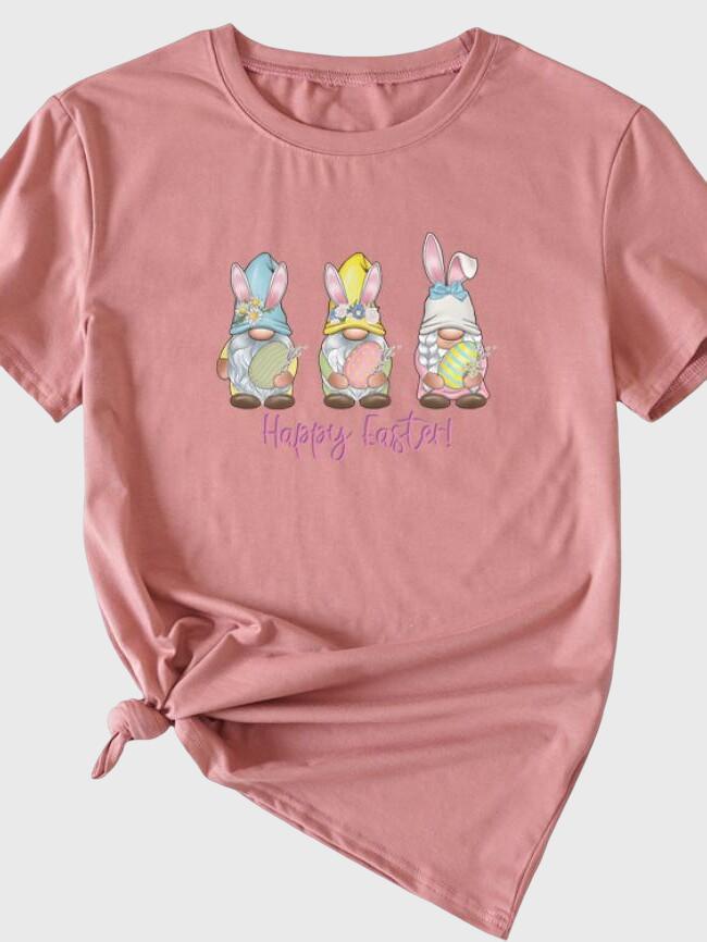 Wholesale Happy Easter Fun Print Short Sleeve T-shirt