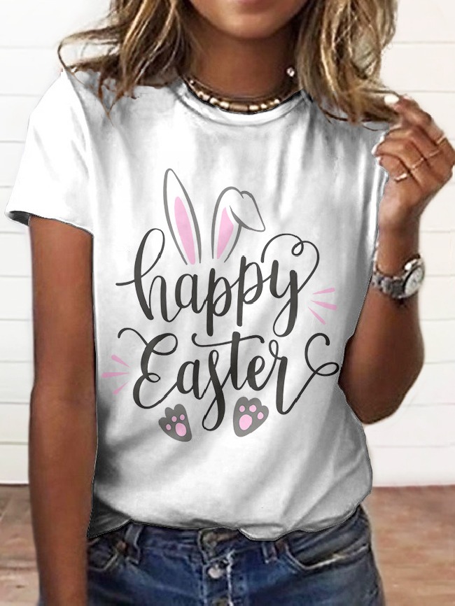 Wholesale Happy Easter Rabbit Graphic T-Shirt