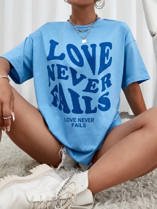 Wholesale LOVE NEVER FAILS Print Short Sleeve T-Shirt
