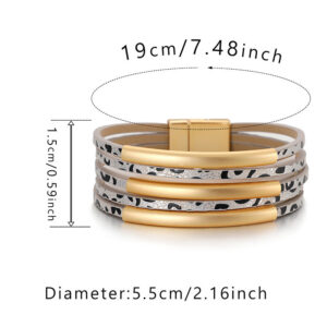 Wholesale Leopard Brass and Leather Bracelet