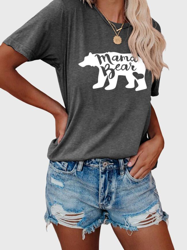 Wholesale Mama Bear Print Short Sleeve T-shirt