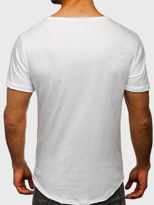 Wholesale Men Plain Button V-Neck T-Shirt