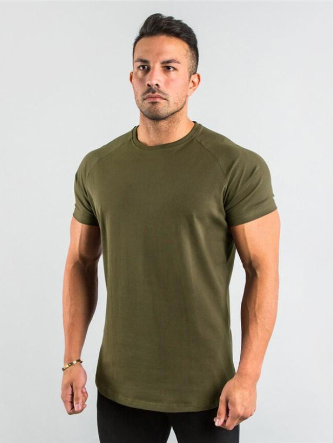 Wholesale Men Solid Color Short Sleeve Slim T-Shirt
