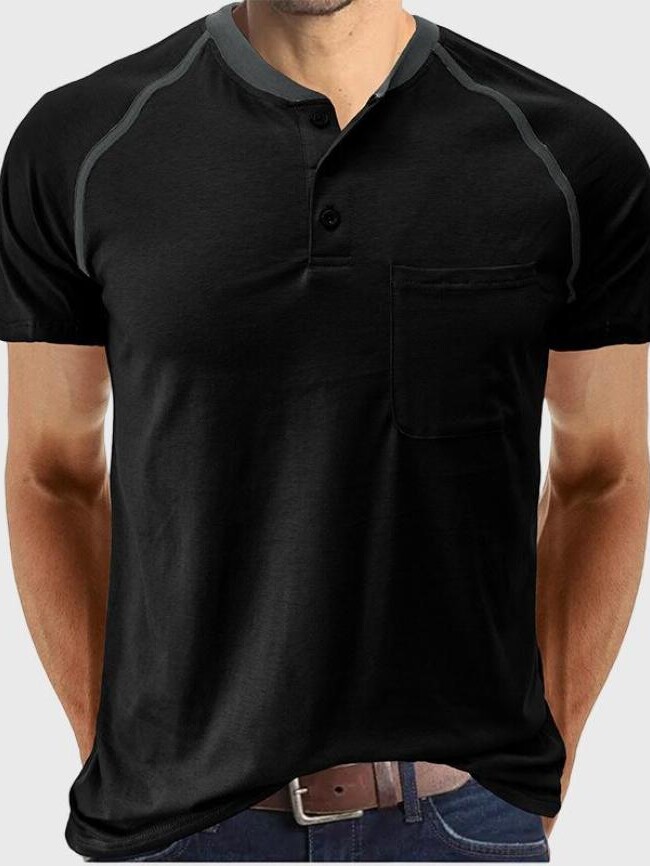 Wholesale Men button front color block t-shirt