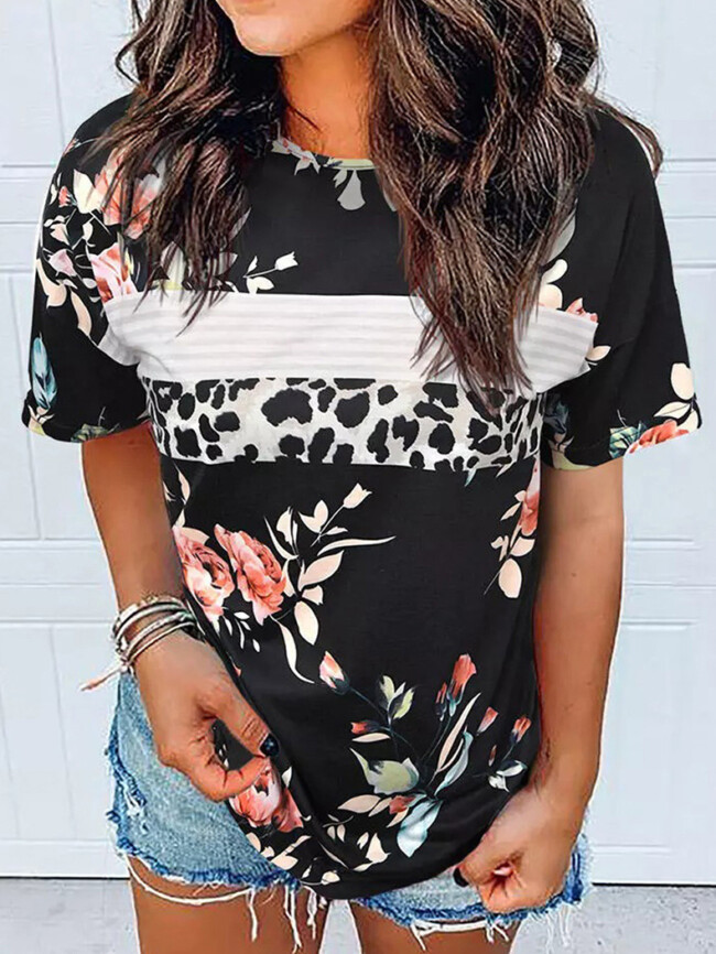Wholesale Round neck printed short-sleeved T-shirt