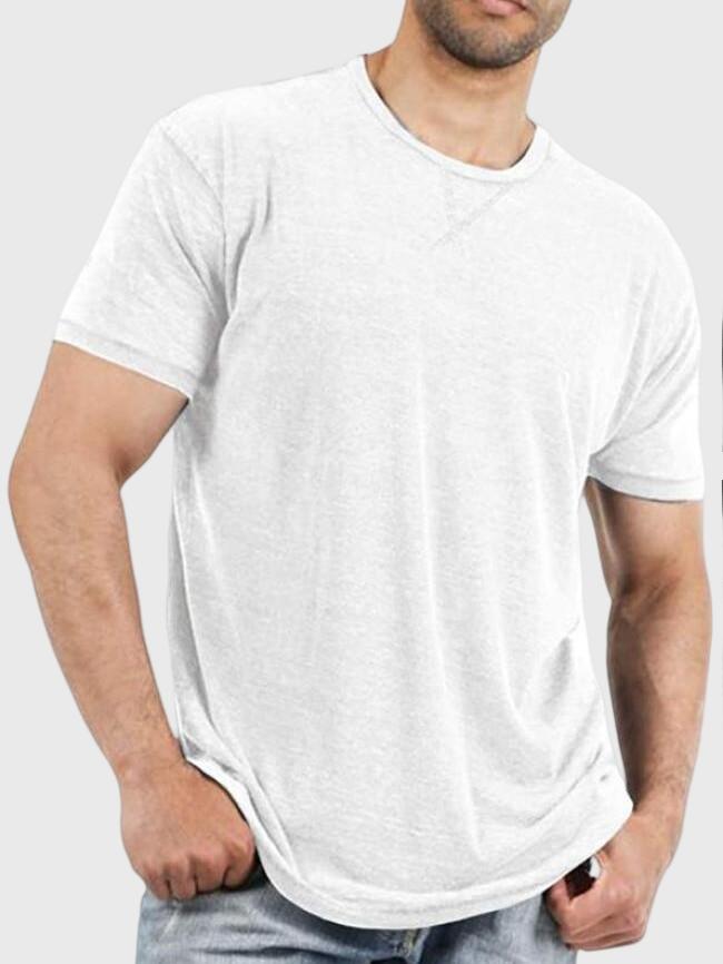 Wholesale Simplicity Solid Color Casual T-Shirt