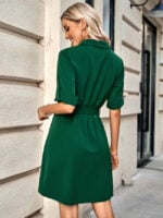 Wholesale Solid Color V Neck Lapel Elegant Dress