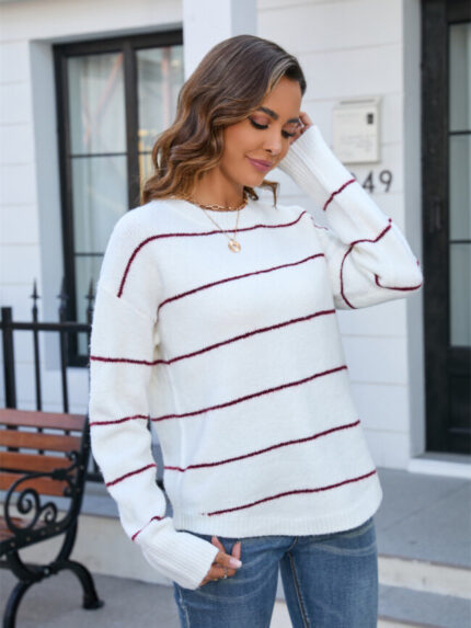 Wholesale Simple Stripe Pullover Sweater