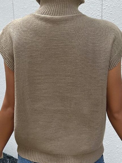 Wholesale Solid Color Twist Turtleneck Vest Sweater