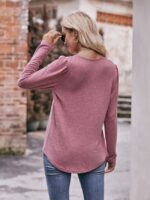 Wholesale Square Neck Pleated Long Sleeve T-Shirt