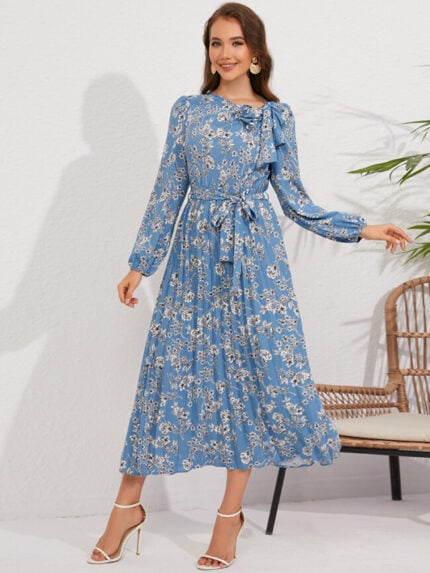 Wholesale Vintage Floral Bow Dress