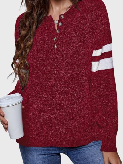 Wholesale Drop Shoulder Button Front Sweater
