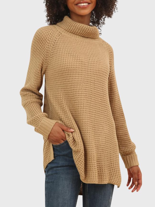 Wholesale turtleneck slit hem sweater dress